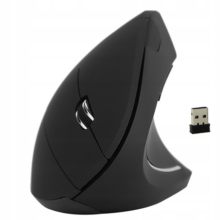 Mausa verticala fara fir, 800/1200/1600 DPI, neagra, 13x7,5x9cm