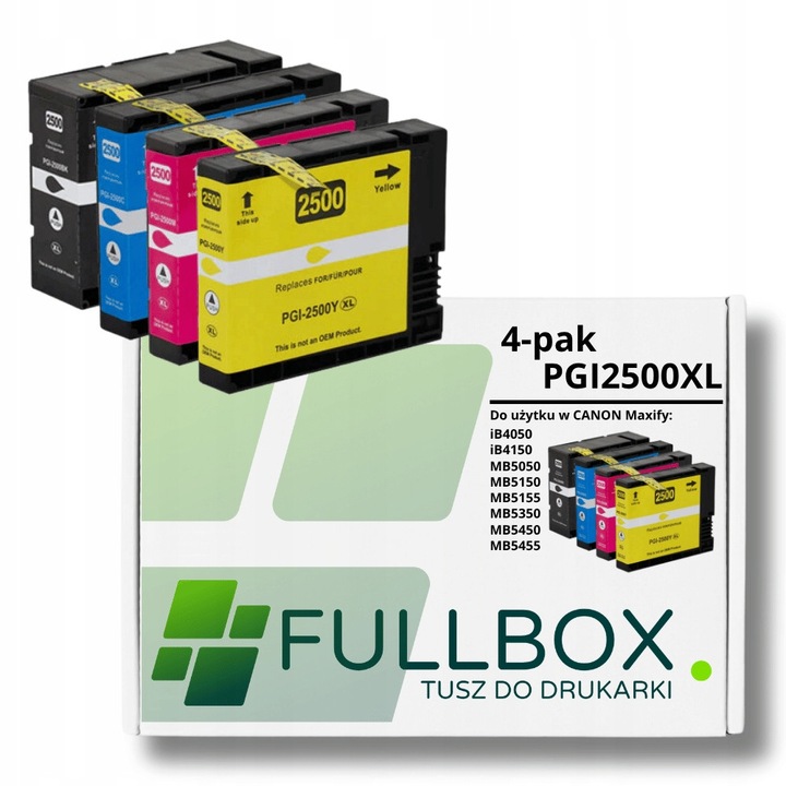 Set 4 cartuse imprimanta inkjet Fullbox, pentru CANON PGI2500XL, compatibile cu MB5150, MB5155, MB5450, MB5455, iB4050, iB4150