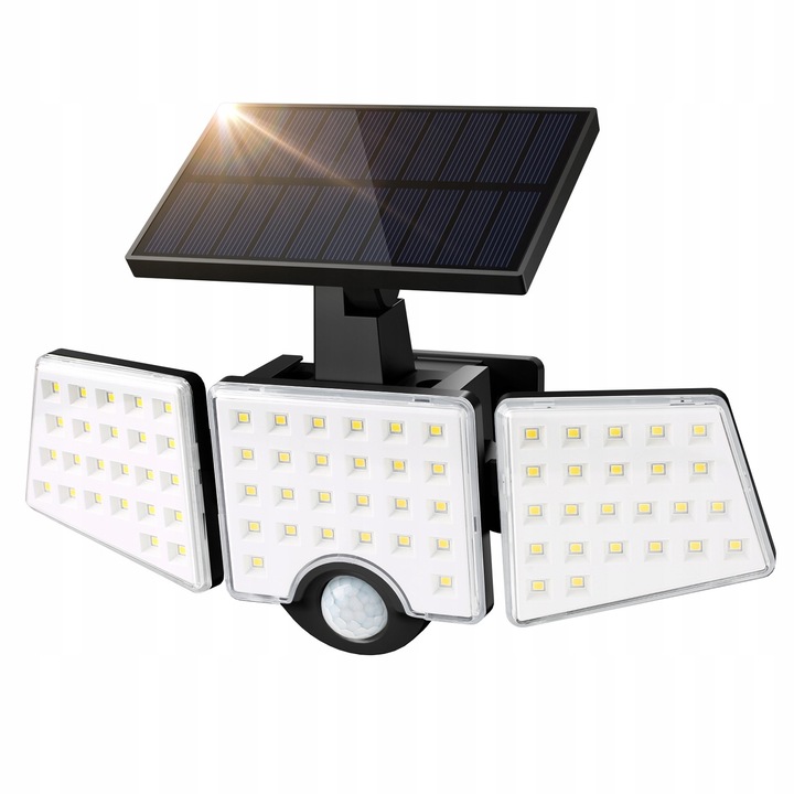 Lampa solara 300W cu panou separat, senzor de miscare si senzor de amurg, IP65, 5m cablu