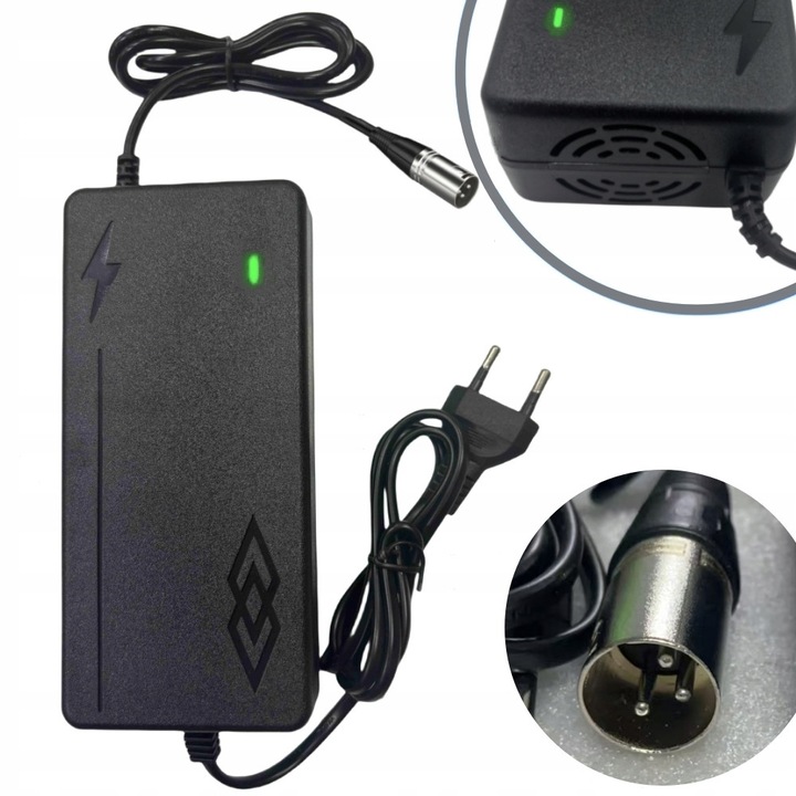 Incarcator 54.6V 2A pentru acumulatori XLR, 3 pini, negru, pentru scutere electrice