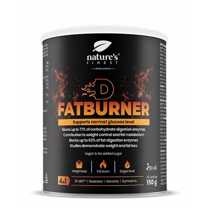 D-FatBurner - Nature’s Finest, gust de zmeura, 150g, 30 portii