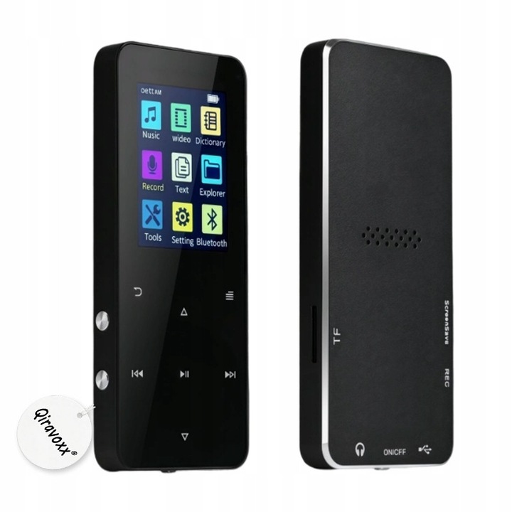 MP3, 16GB, Bluetooth 5.0, FM rádió, fekete, 90x38,8x8,5mm