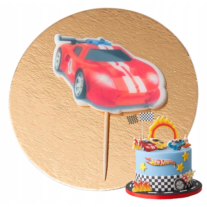 Figurina decorativa tort, Słodka Fanaberia, Masina Hot Wheels, Realizata manual, Aspect artizanal, Decor dulce, Ambalaj sigur, Design atractiv