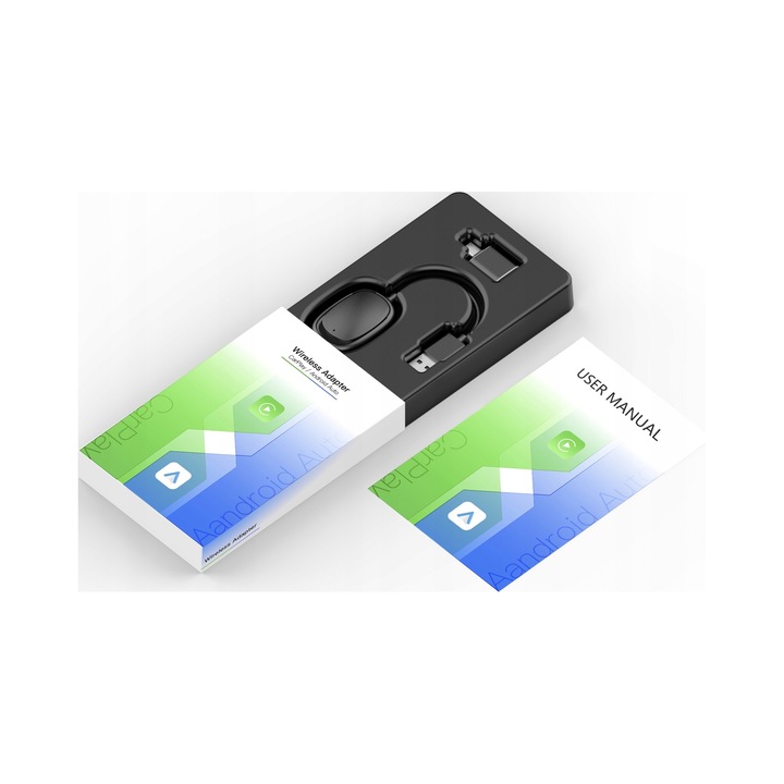 Adapter wireless CarPlay/Android Auto 5.0, set cu adaptor USB-C, compatibilitate extinsa, compact, pentru masini cu CarPlay original