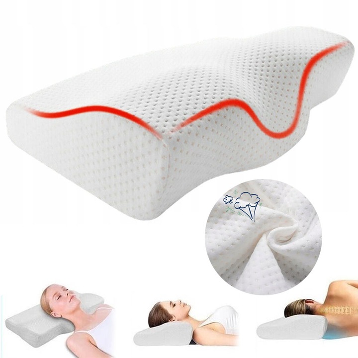 Perna ortopedica, BEDEE, ergonomic, alb, 19,7x11,8 inch, cu husa detasabila si lavabila