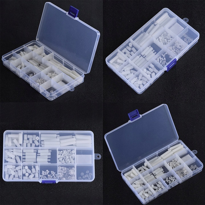 Set 210 suruburi si piulite pentru Raspberry Pi Generatia 2/3, diverse dimensiuni, cutie transparenta