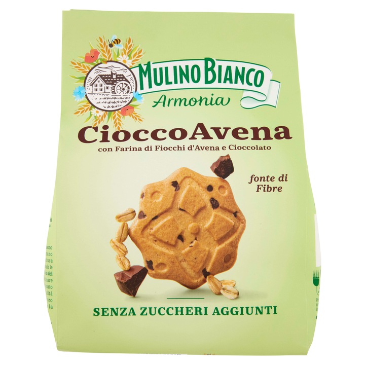 Biscuiti, Mulino Bianco, Cioccoavena, fara zahar, cu ciocolata, cu ovaz, 270 g, italy