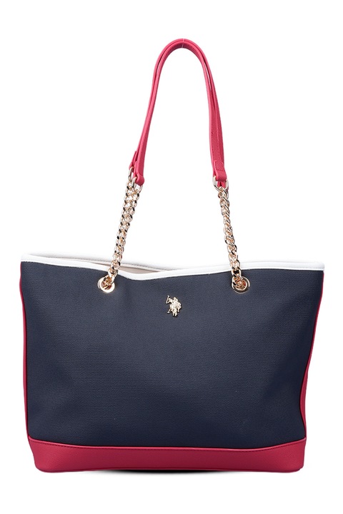 U.S. Polo Assn., Geanta tote cu logo, Rosu, Alb, Bleumarin