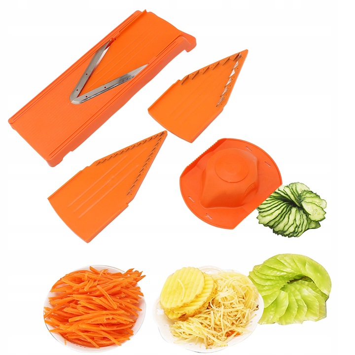 Mandolin szeletelő 3 késsel, ABS, rozsdamentes acél, kézvédő, 465g