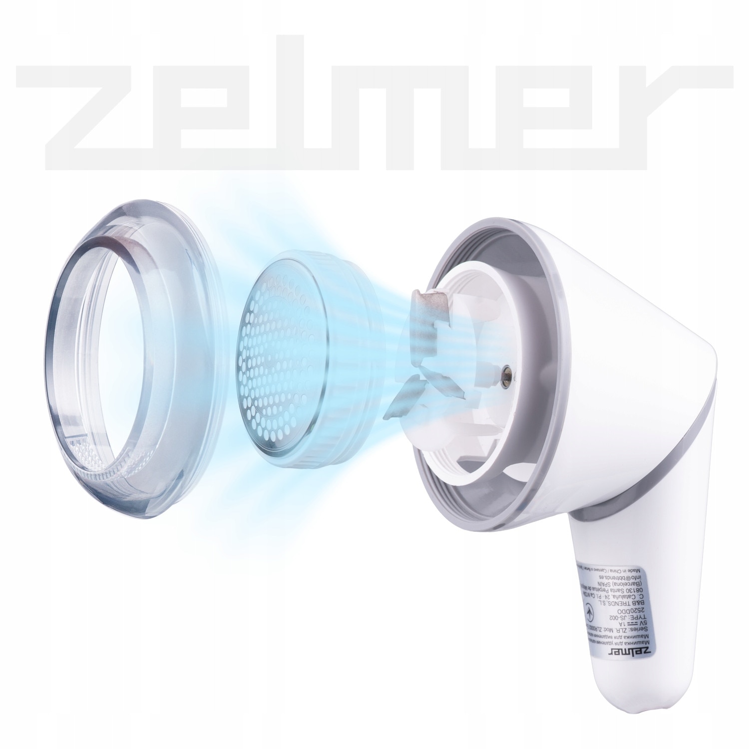 Aspirator de scame Zelmer ZLR0002, 3 lame, alb, alimentare prin USB-C