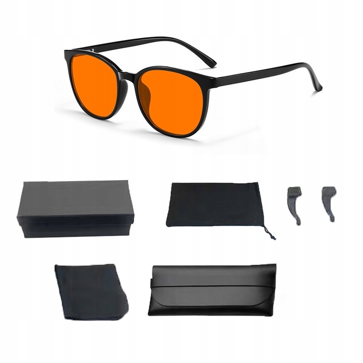 Okulary de protectie impotriva luminii albastre, set complet, lentile premium, culoare neagra, dimensiuni 54x42mm