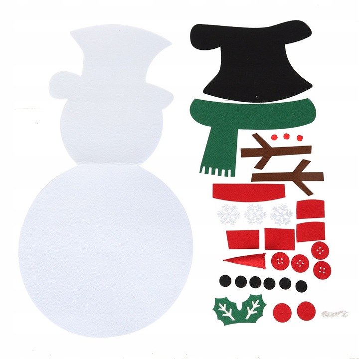 Figurina Craciun, balwanek din filc, set de decorare, 100x50cm, rosu-verde