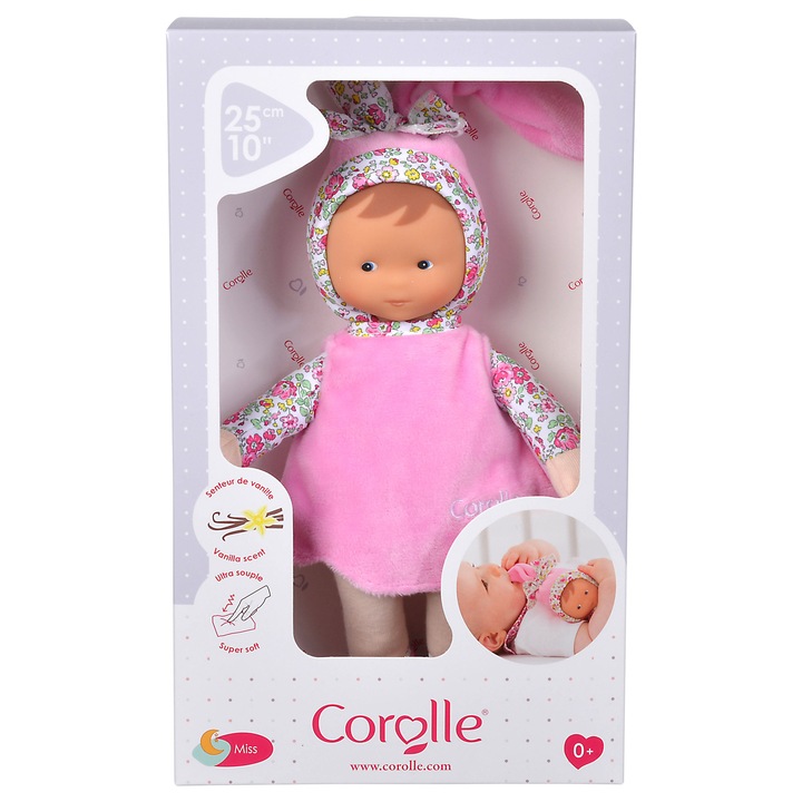 Кукла Corolle MDC Miss Pink Blossom, 25 см, меки детски аксесоари, сива етикет за персонализация