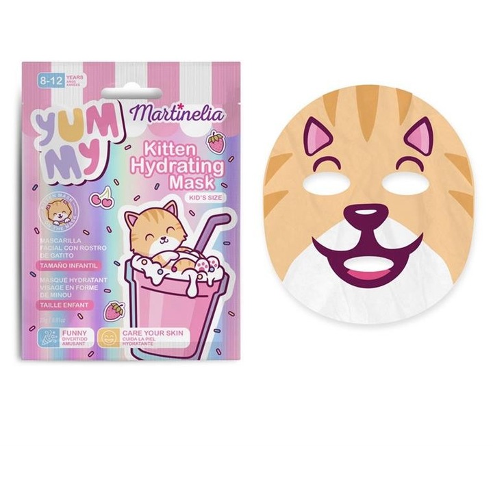 Маска за лице Martinelia Yummy, хидратираща, форма на котешка глава, 0.015g, за деца 0-3 месеца