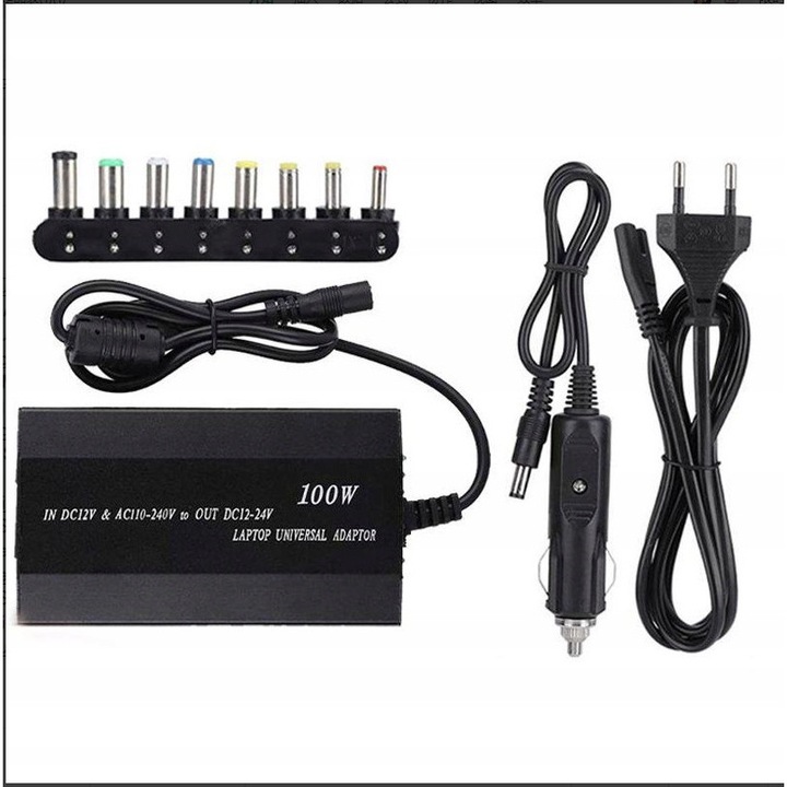 Incarcator universal pentru laptop 100W, 8 conectori, 3-24V