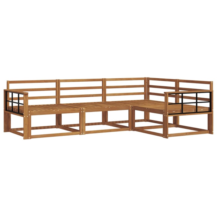 Set de canapele de exterior vidaXL, 4 pcs natural Lemn Solid de Acacia