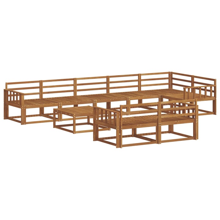 Set de canapele de exterior vidaXL, 9 pcs natural Lemn Solid de Acacia
