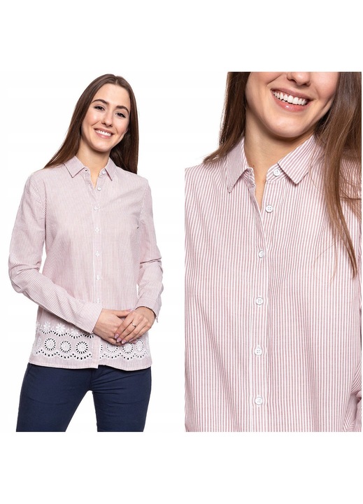 Camasa Dama In Dungi, Mustang, EMMA KC STRIPE, 100% Bumbac Natural, Croiala Slim Fit, Material Moale Si Respirabil, Design Clasic Cu Guler, Inchidere Nasturi, Ideala Pentru Tinute Office, Marimea 36 S, Roz Alb