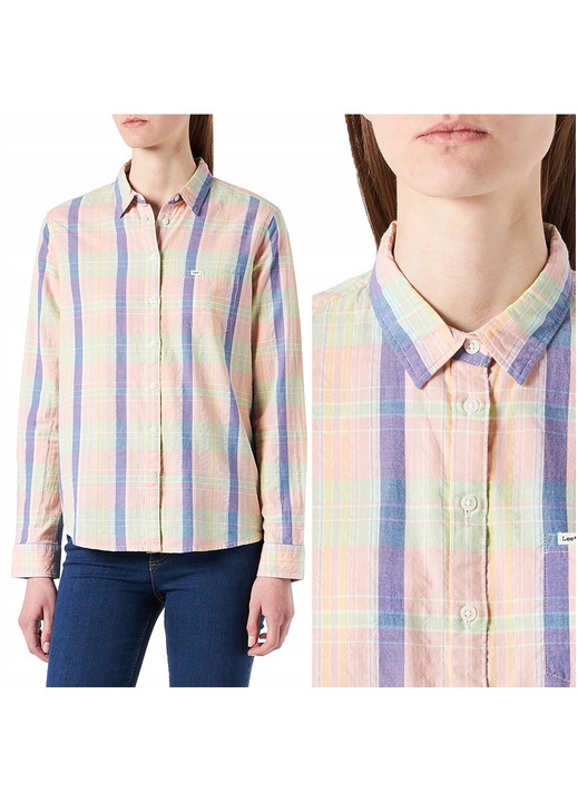 Camasa dama Lee, One Pocket, roz, bumbac, marimea S