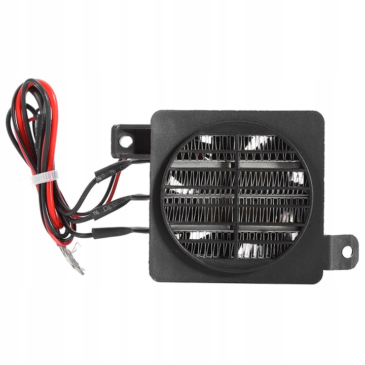 PTC hőlégfúvó, 180W, 12V, fekete, méretek 60x60x42mm