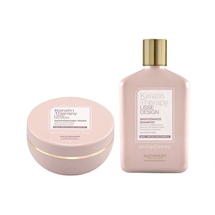 Pachet Alfaparf Keratin Therapy Lisse Design Sampon 250 ml Masca 200 ml