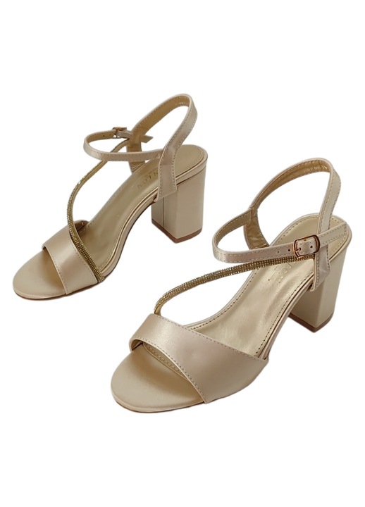 Sandale elegante cu toc L-63auriu 124415, Auriu, 40