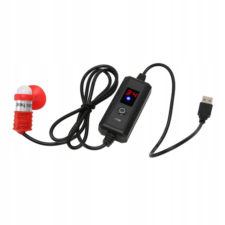 Mini akvárium fűtő 15W, LED kijelző, hőmérséklet védelem, 4 liter alatti akváriumokhoz