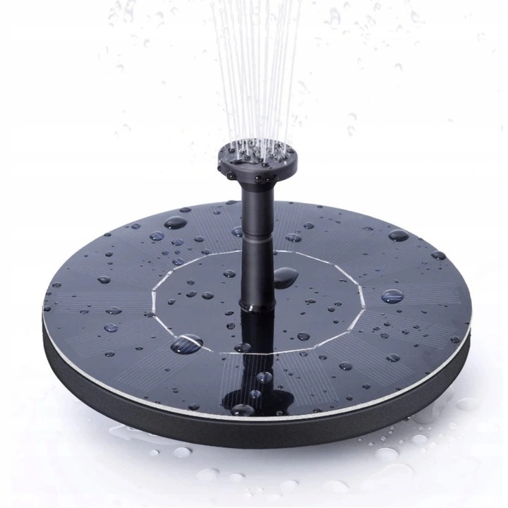 Kerti szolár szökőkút, vízpumpa, 4 fúvókafej, 30-50cm, 7V, fekete