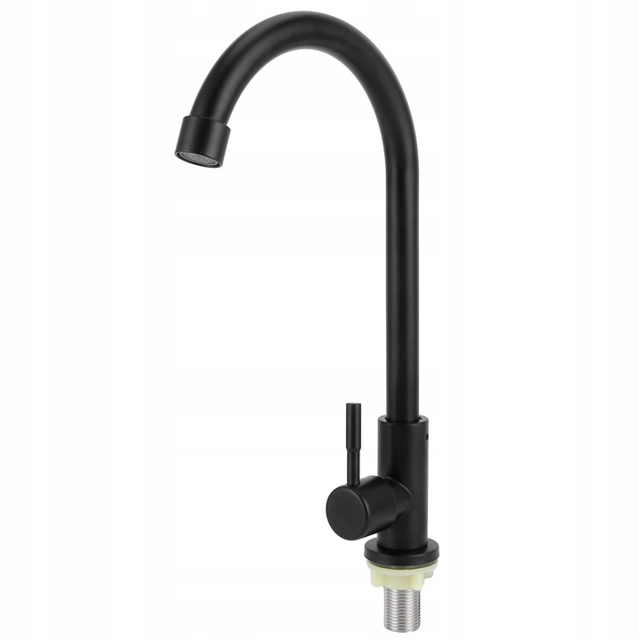 Konyhai csaptelep, matt fekete, rozsdamentes acél, egykaros, 29 cm magas, szett