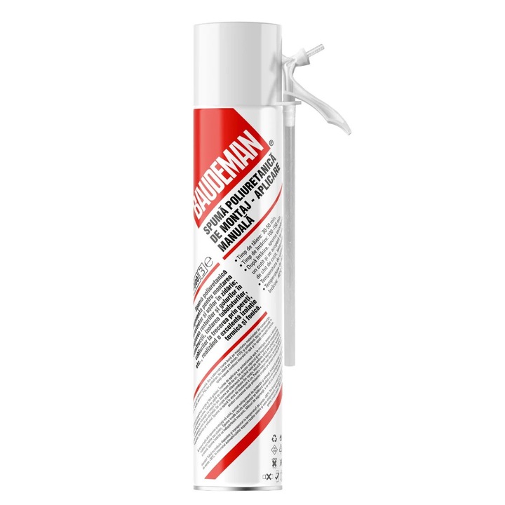 Spuma poliuretanica de montaj, Baudeman, 700 ml, aplicare manuala, tub