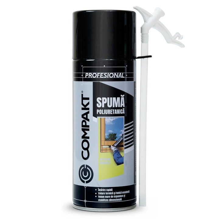 Spuma poliuretanică Compakt, 300 ml, monocomponentă, aplicare manuală, rezistență la umezeală, izolare termică