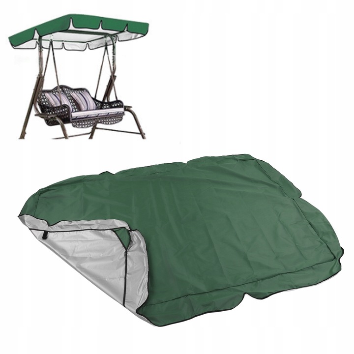 Baldachin pentru leagan exterior, 195x125x15cm, impermeabil, rezistent la UV, material Oxford 210D, verde