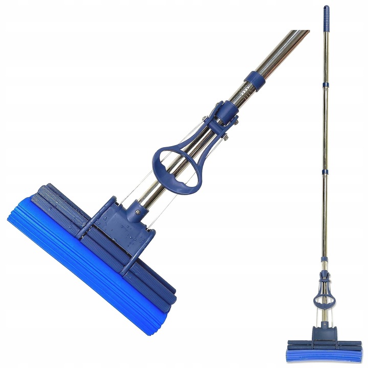 Mop PVA OneTouch GO cu sistem de stoarcere, foarte absorbant, pentru toate tipurile de pardoseli, 4 segmente