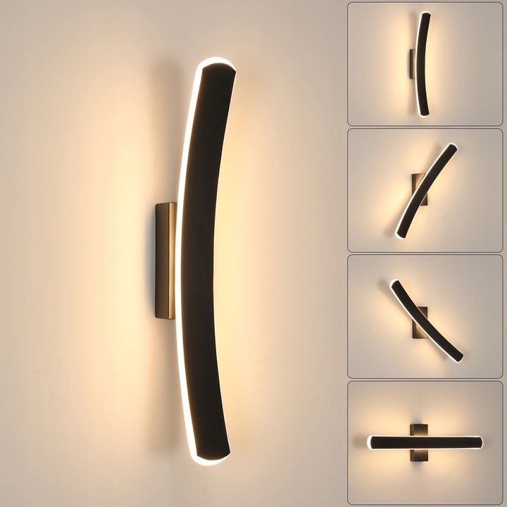 Riserva LED fali lámpa, mikro-C modell, 13W, 3000K, 350°-ban forgatható, fekete, 40x8.5cm