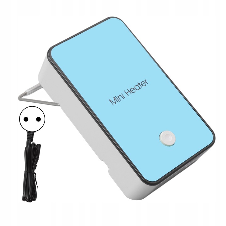 Mini încălzitor, albastru, 7,3x12,6x3,6cm, cablu de alimentare si instructiuni