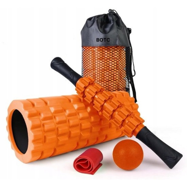 Set accesorii fitness BOTC, roller, duoball, masaj, multicolor