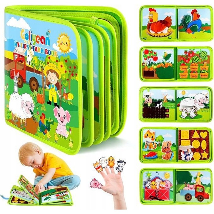 Carte interactiva din fetru, Zgeer, My First Farm Book, 23,8x21,8cm, multicolor