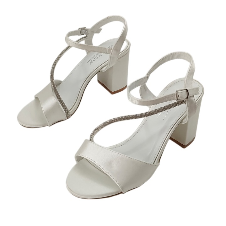 Sandale elegante cu toc L-63alb 124416, Alb, 40