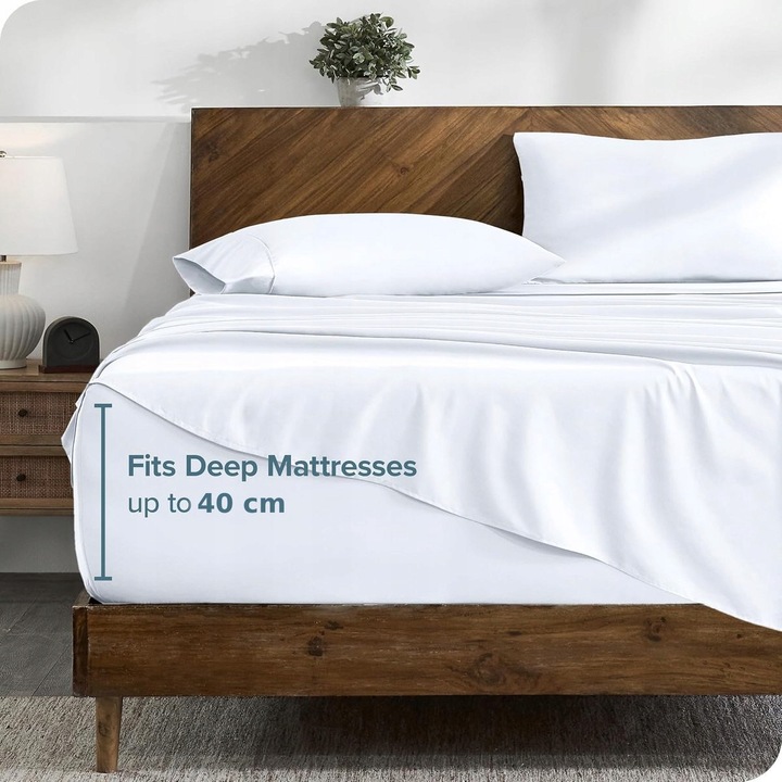 Cearceaf cu elastic Queen 180x200cm+40cm, BOTC, poliester, rezistent la pete, negru