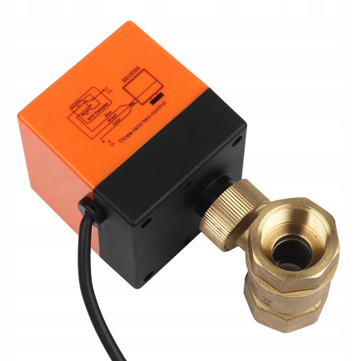 Elektromos golyóscsap 2-utas DN20, 3/4", AC 230V karok, 120x85mm méretű, bronzból