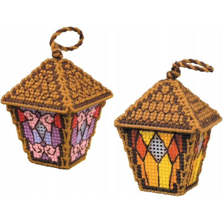 Set de broderie incrucisata, RIOLIS, Lampioane vintage, multicolor