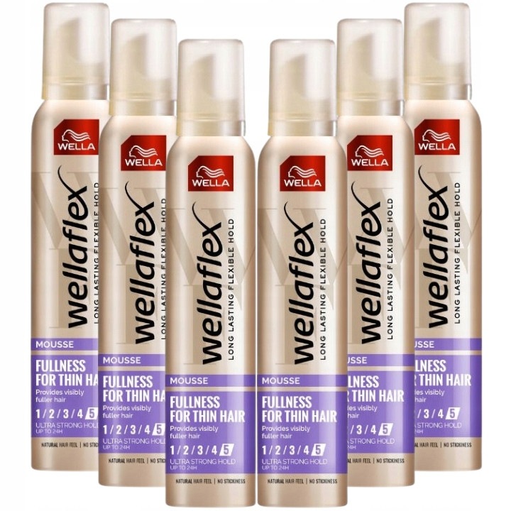Spuma de par Wella Fullness, volum pentru par subtire, set 6 bucati, protectie UV