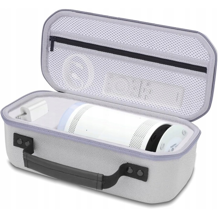 Husa de protectie pentru proiector Samsung Freestyle, material EVA, interior din catifea, cu buzunar pentru accesorii, portabil