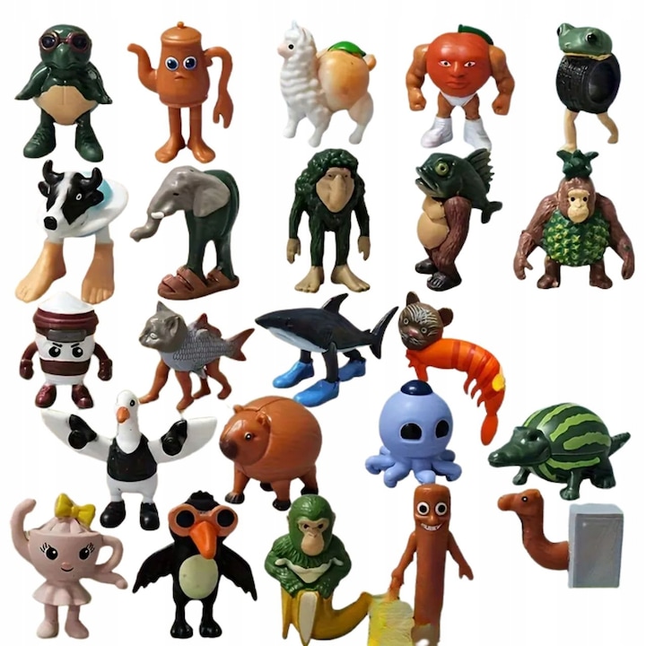 Комплект от 24 фигурки Brainrot, Tung Tung Sahur, Tralalero Tralala, многоцветни, 3-5 см