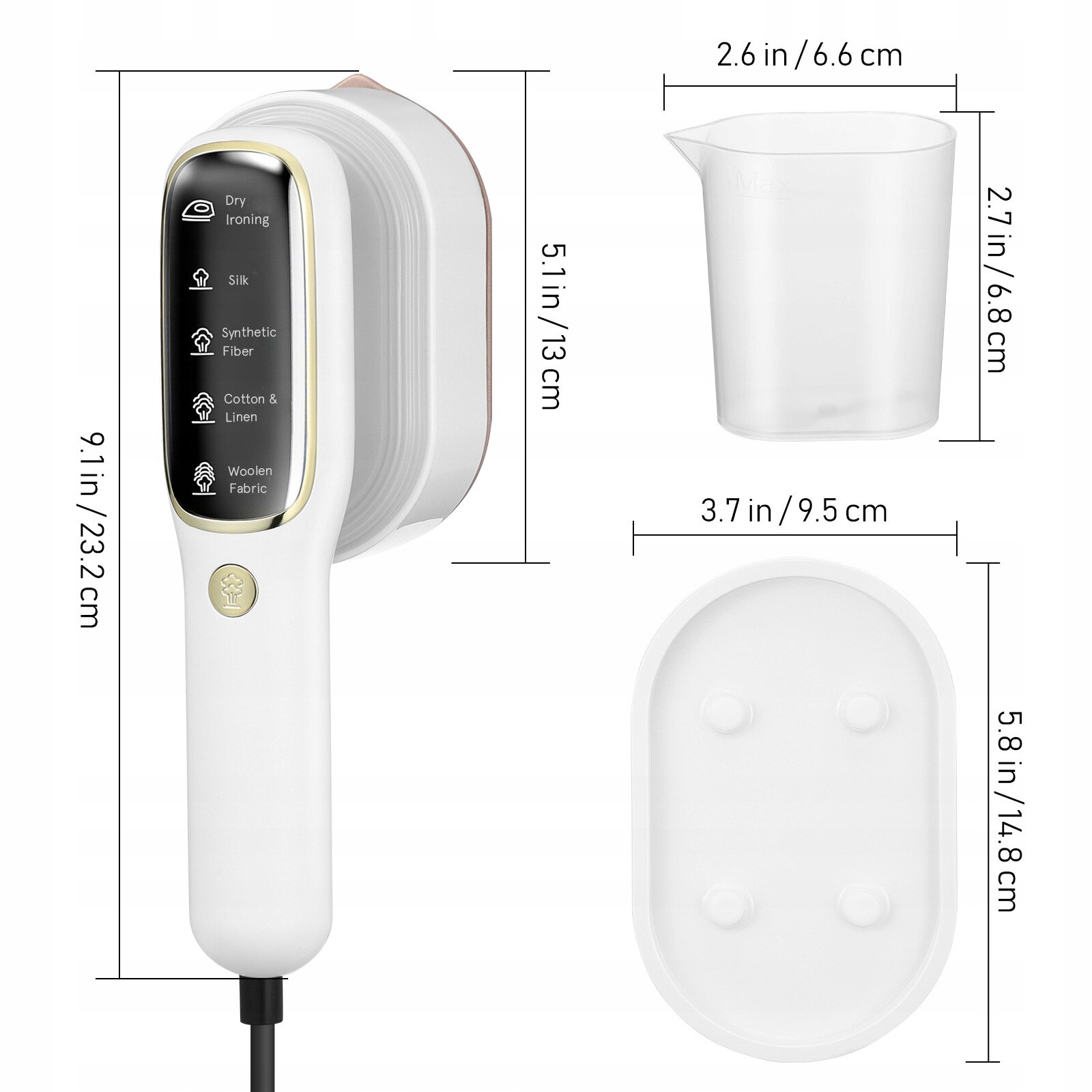 Mini Steamer de Calcat Portabil Aqeqpt, 1000W, Capacitate 100ml, Alb, 23.20x9.80x7.90cm