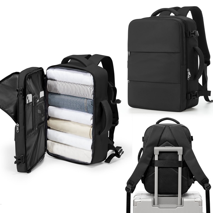 Rucsac calatorie, 40x30x20cm, negru