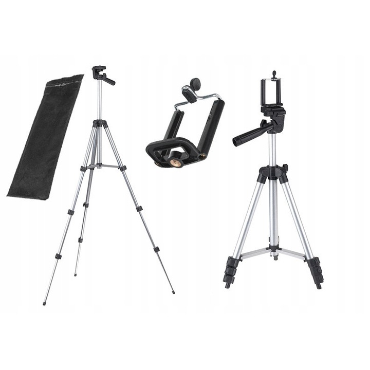 Trepied foto-video reglabil, 3D, 35-103cm, cu husa, antiderapant