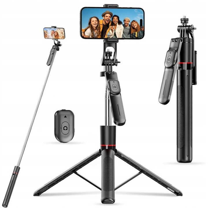 Kijek selfie stick 2w1 cu stativ, extensibil 1708mm, rotire 360°, Bluetooth, pentru smartphone-uri si camere de actiune