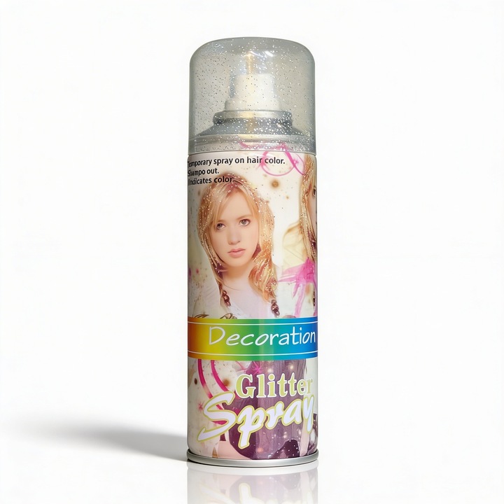 Spray de păr cu sclipici argintiu, formula non-grasă, 200ml