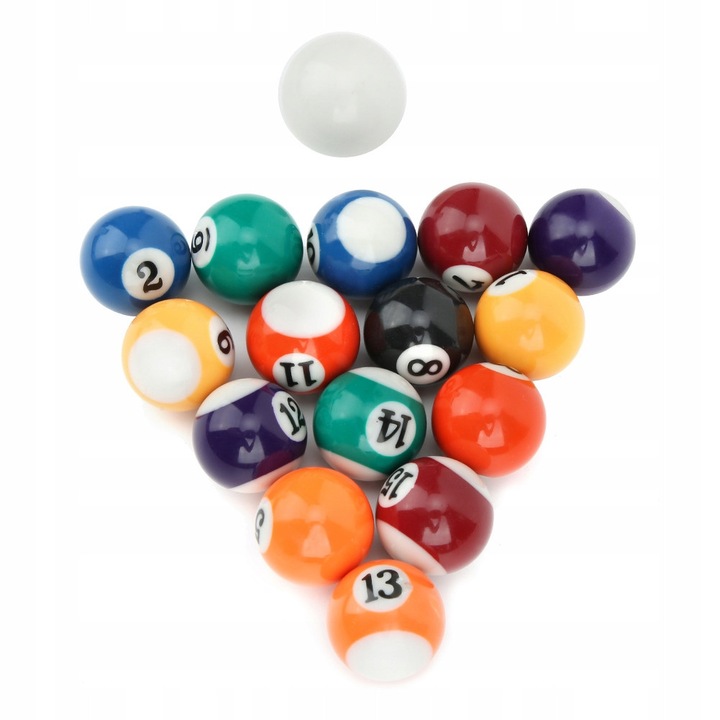 Set 16 bile mini biliard, 32 mm, numerotate, multicolor